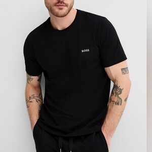 HUGO BOSS 100% Cotton Black Crewneck Logo T‑Shirt, Authentic
